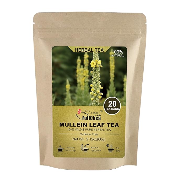 Mullein Leaf Tea Bags, 20 Teabags, 3g/bag For Lungs - Non-GMO - Caffeine-free - Natural Healthy Herbal Tea