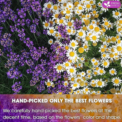 Premium 60 Chamomile Lavender Tea Bags, Calming Herbal Blend Strong Support for Relaxation & Better Sleep | Naturally Caffeine-Free Bedtime Tea with Soothing Floral Aroma, 100% Natural, Hand-made No Sugar/ Caffeine/ Gluten, Vegan